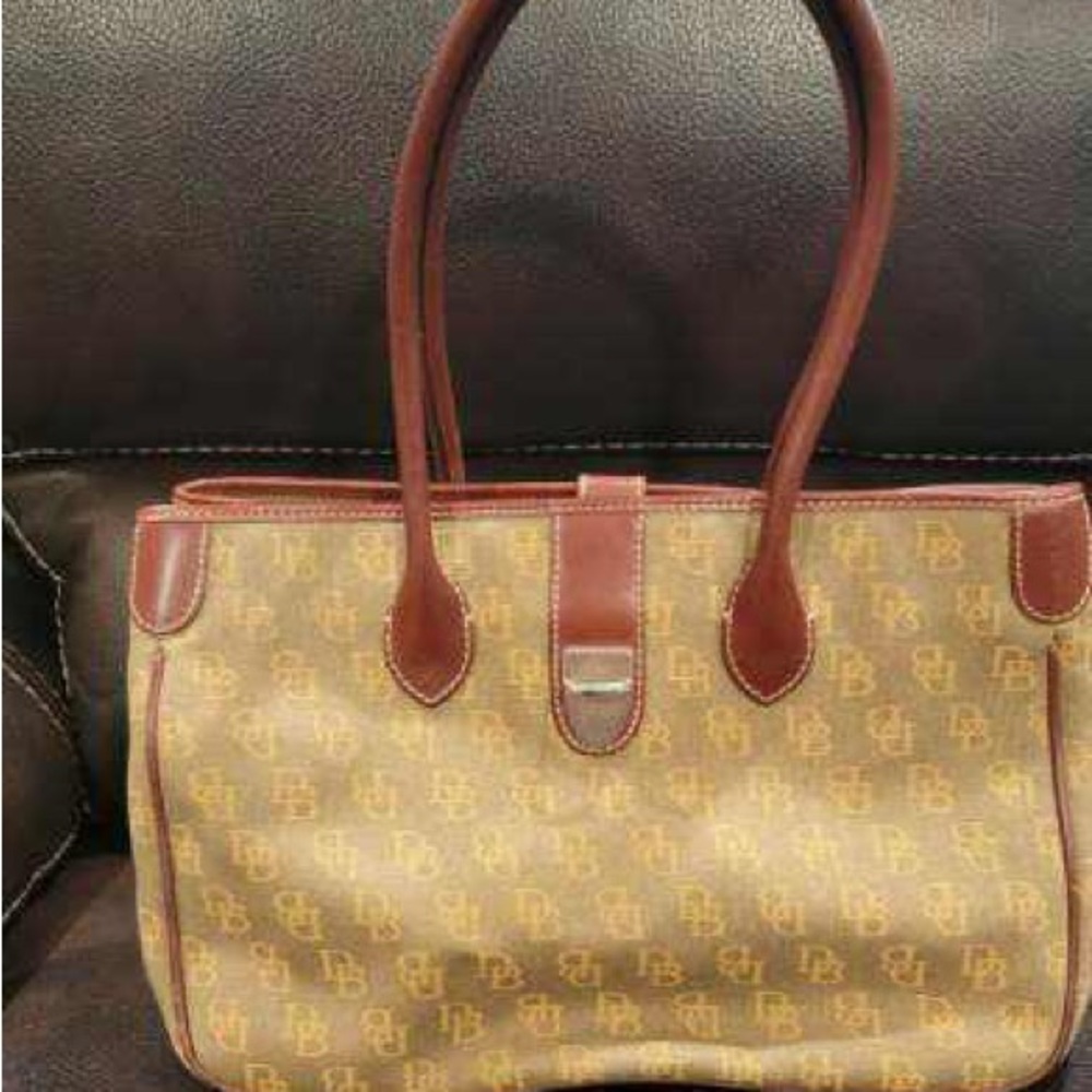 Dooney and Bourke canvas and leather tote shoulder bag